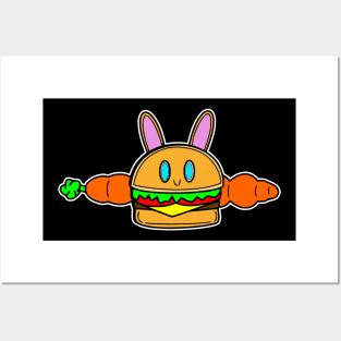 Cute Kawaii Bunny Rabbit Carrot Cheeseburger Posters and Art